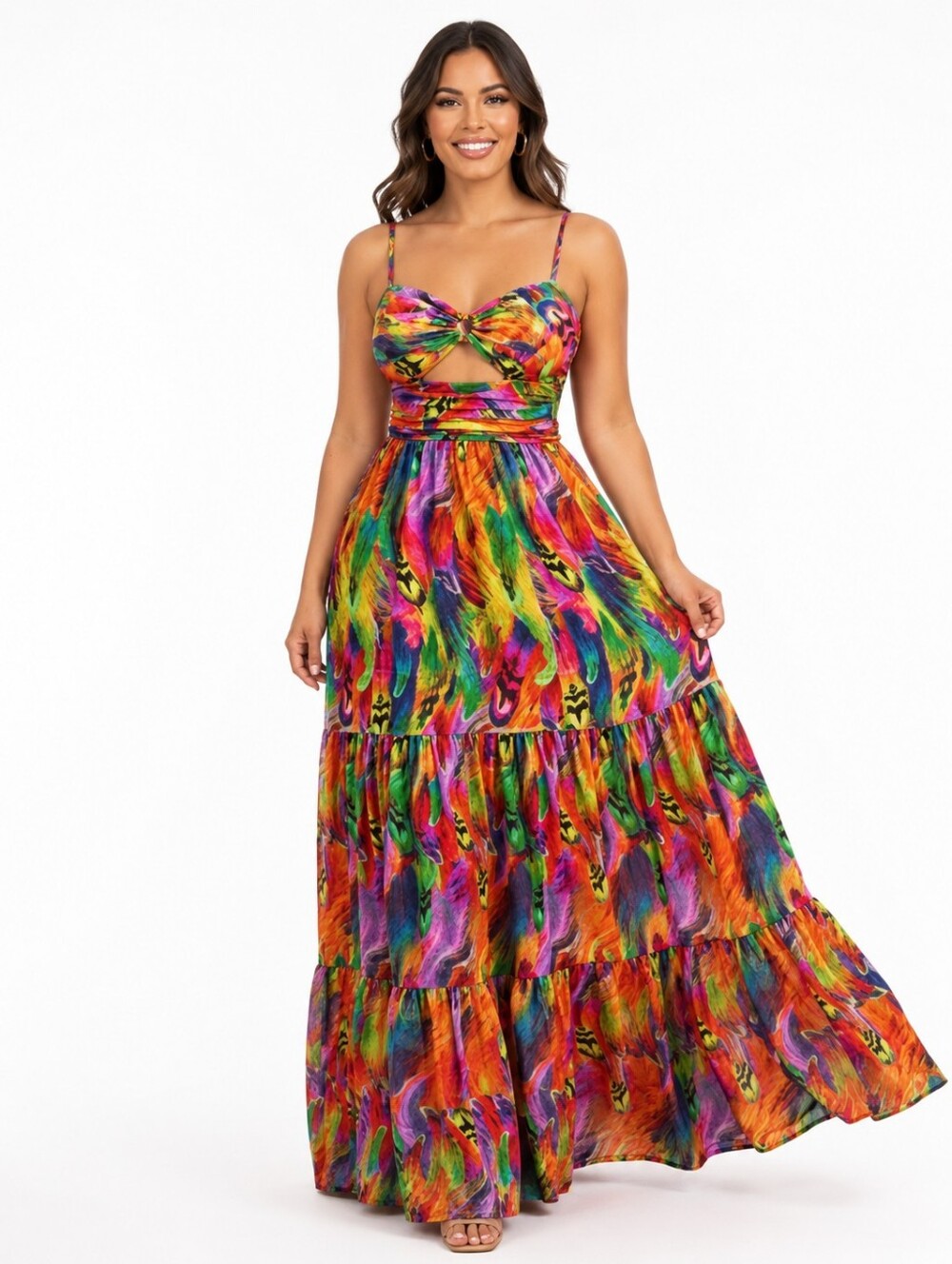 LORAGAL MAXI COLORFUL  DRESSS SIZE L
